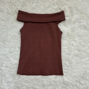 Y2K Cute Glam Coquette Brown off the shoulder top